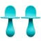Grabease Baby Silicone Spoon Set for Baby-Led Weaning & First Stage Self-Feeding: Soft, Safe 100% Food-Grade Silicone; BPA-, PVC- Latex- & Phthalates-Free and Dishwasher Safe; Set of 2 Teal Spoons